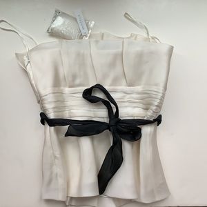 WHBM White House Black Market Crop Top Strapless Silk Chiffon w/Bow Bustier Top